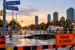 Water Main Break Causes Road Collapse in Scarborough, Northbound Kennedy Road Closed